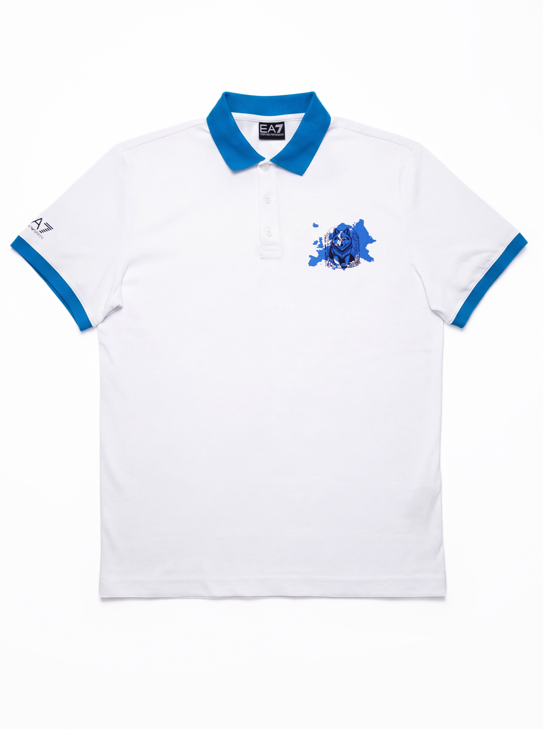 Emporio Armani,Wolf Graphic Polo Shirt - White/Blue