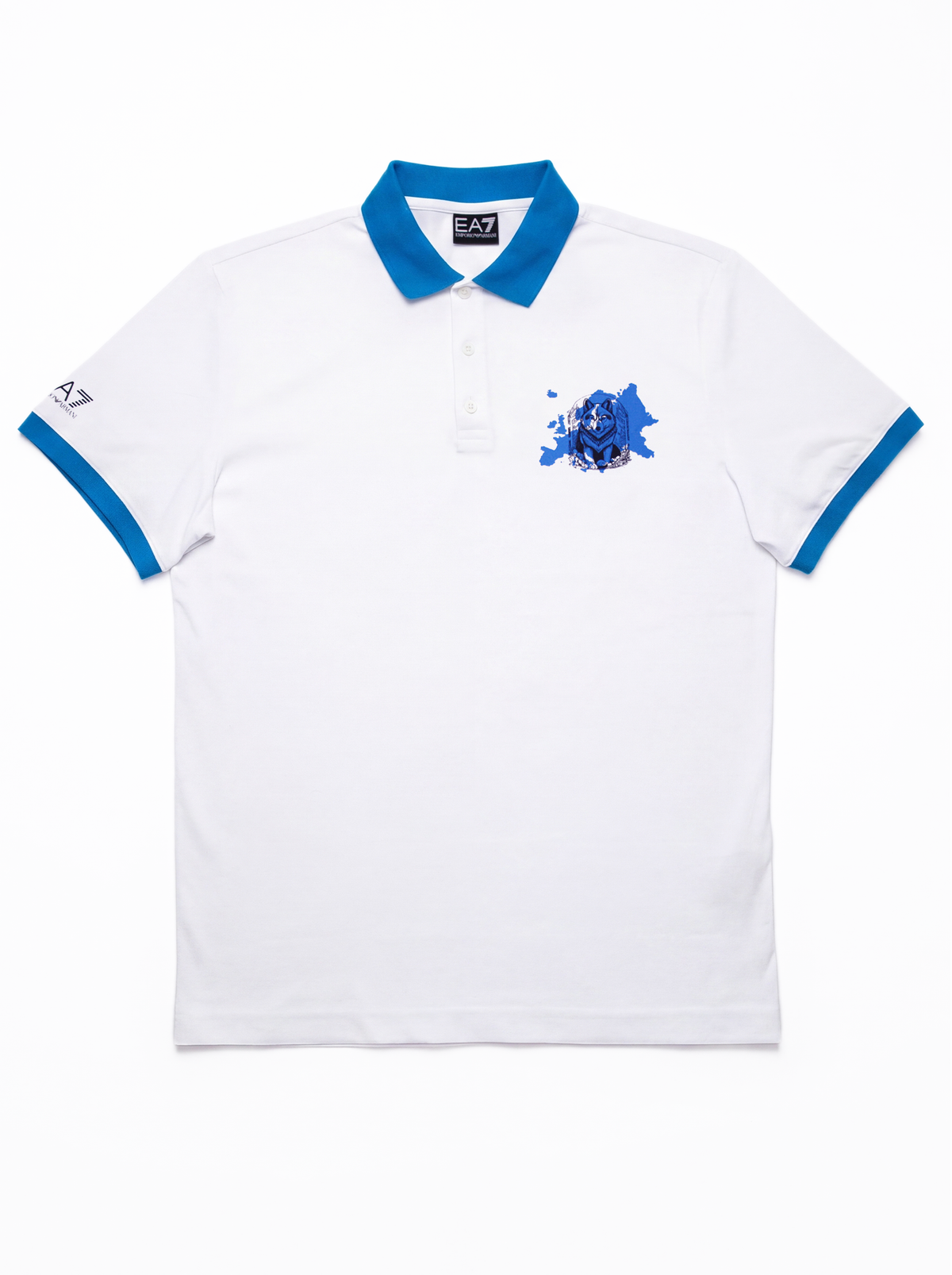 Emporio Armani,Wolf Graphic Polo Shirt - White/Blue