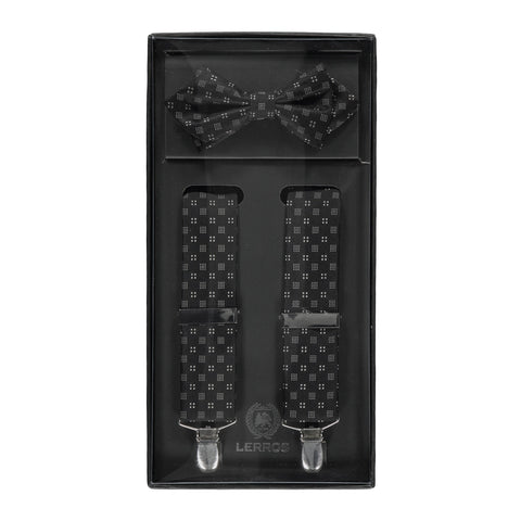 Lerros, Grey  Elastic Suspenders With Bow-tie