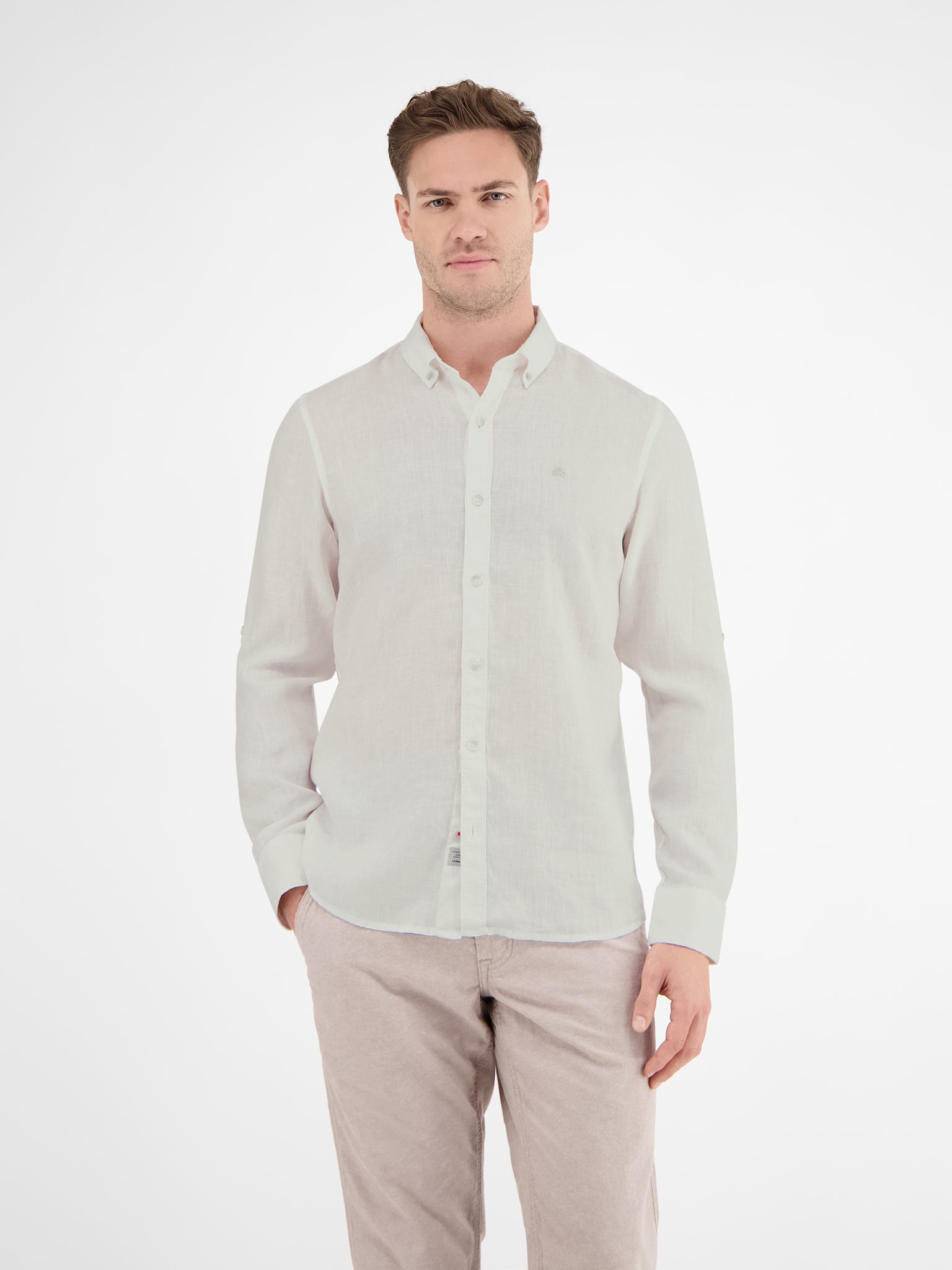 Lerros, White Shirt In Linen-Cotton Blend