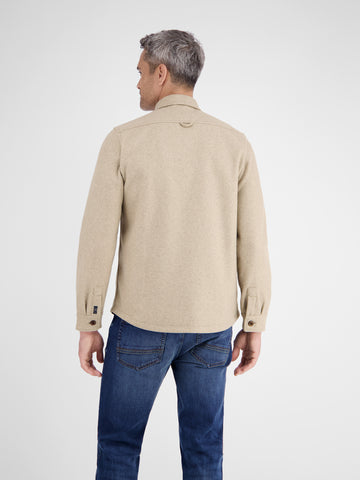 Lerros, Urban-Style Beige Shirt Jacket in a Wool Look