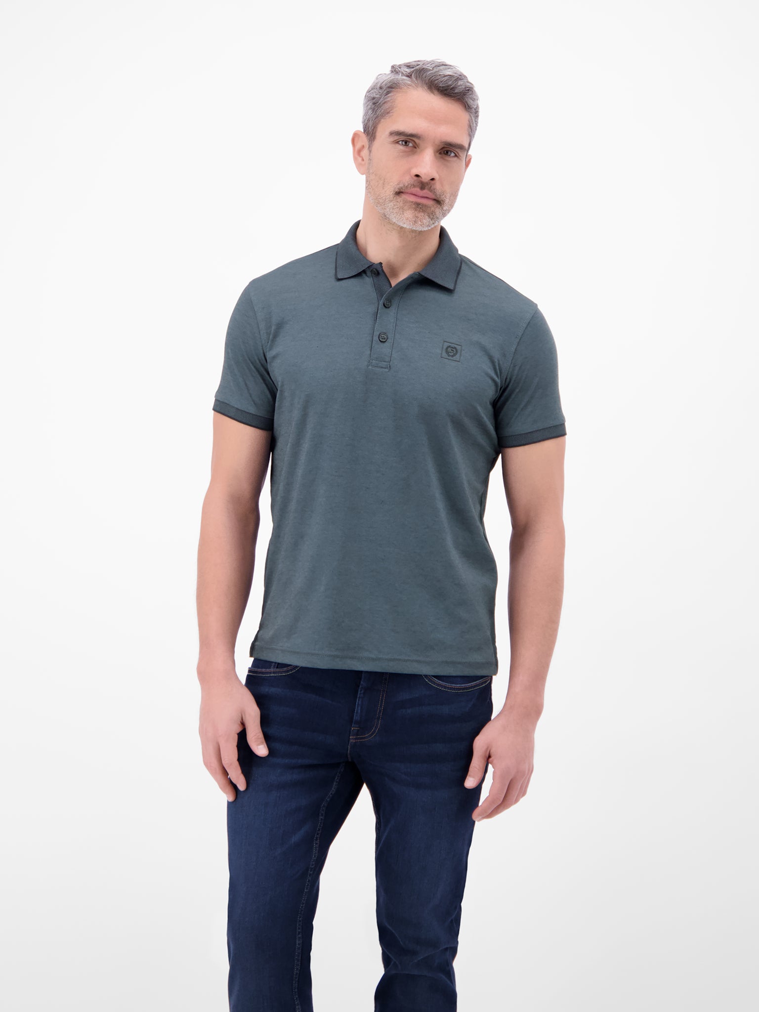 Lerros, Solid-Color Navy Polo Shirt in Piqué Quality