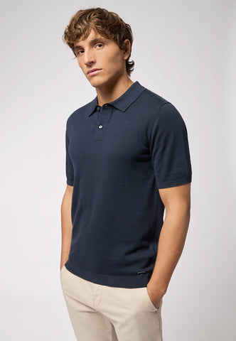 Roy Robson, Navy Knitted Polo Shirt