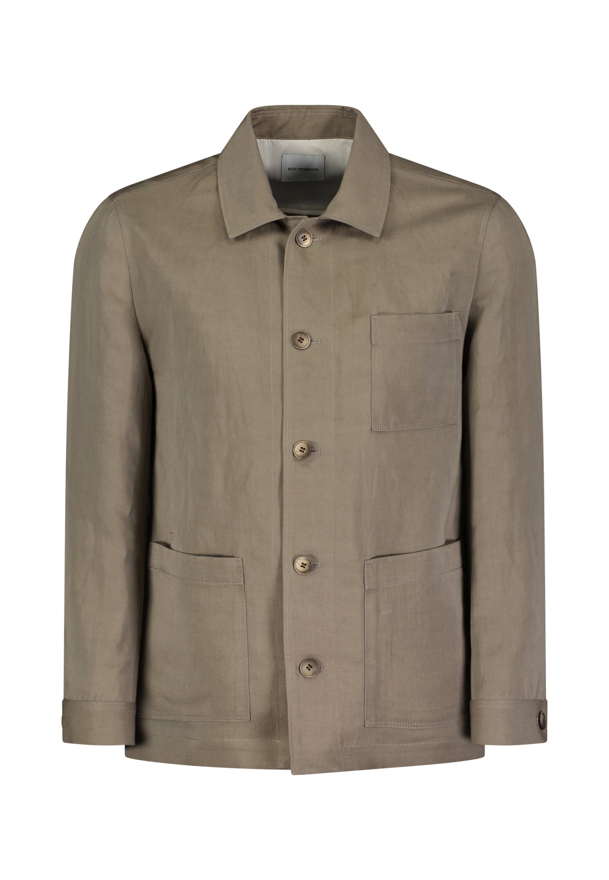Roy Robson, Linen-Blend Utility Over Shirt – Stone Taupe