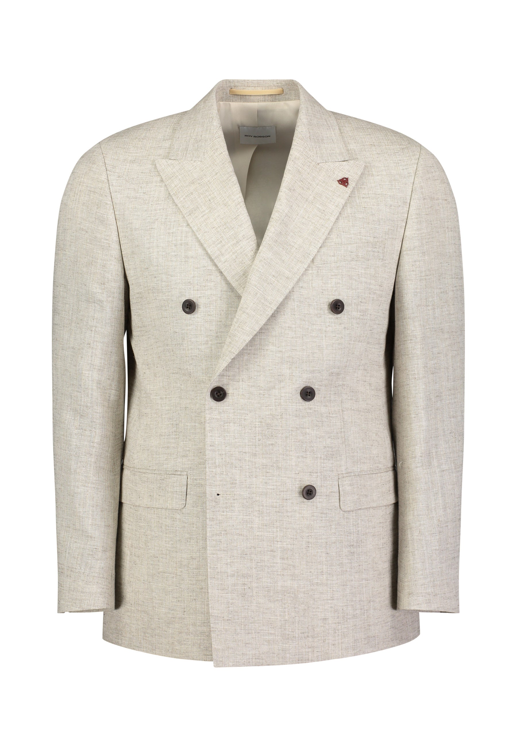 Roy Robson,Roy Robson Double-Breasted Linen Suit – Light Brown
