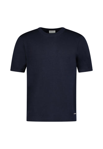 Roy Robson, Fine-Knit Short-Sleeve Sweater - Dark Blue