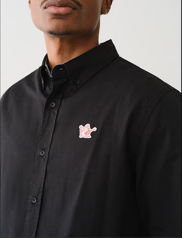 True Religion, Buddha Patch Long Sleeve Black  Shirt