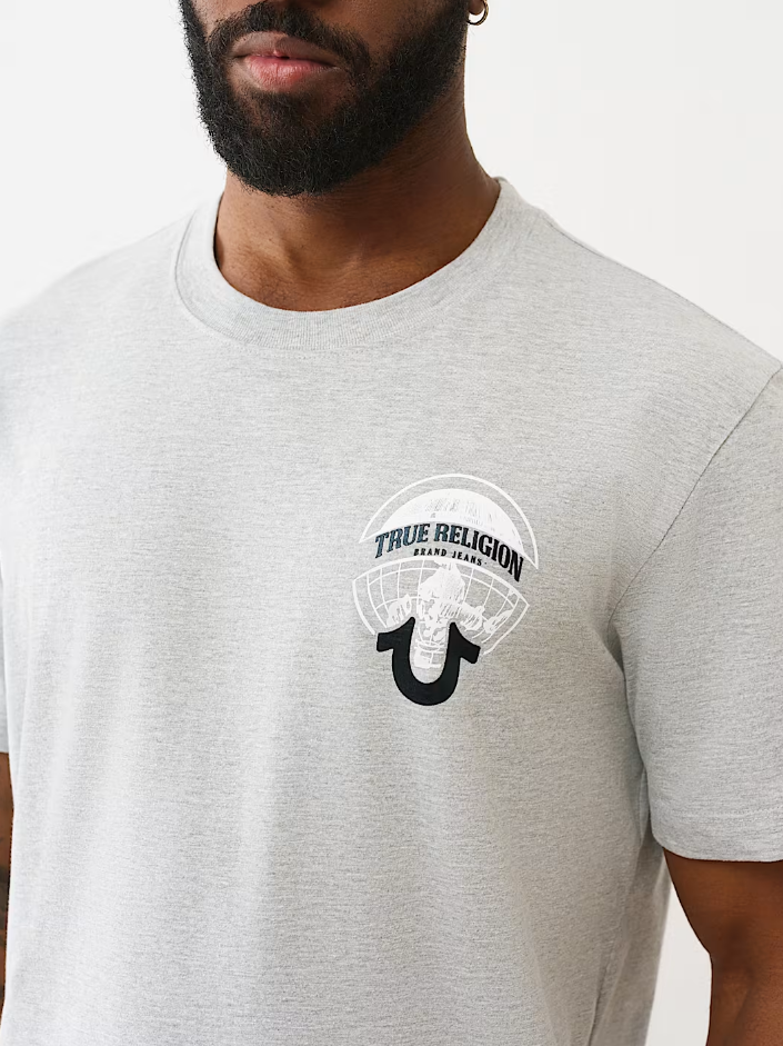 True Religion, Globe Logo Grey Tee