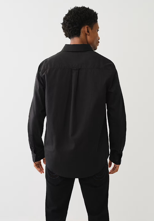 True Religion, Buddha Patch Long Sleeve Black  Shirt