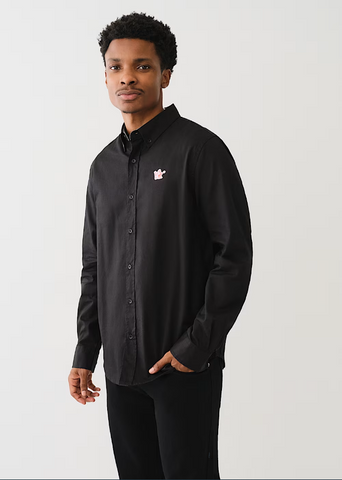 True Religion, Buddha Patch Long Sleeve Black  Shirt