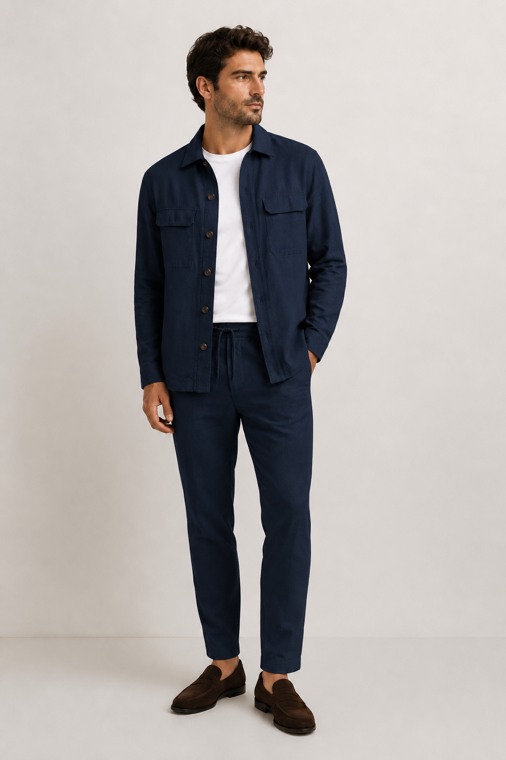 Digel, Modern-fit Cotton-Linen Blend Overshirt