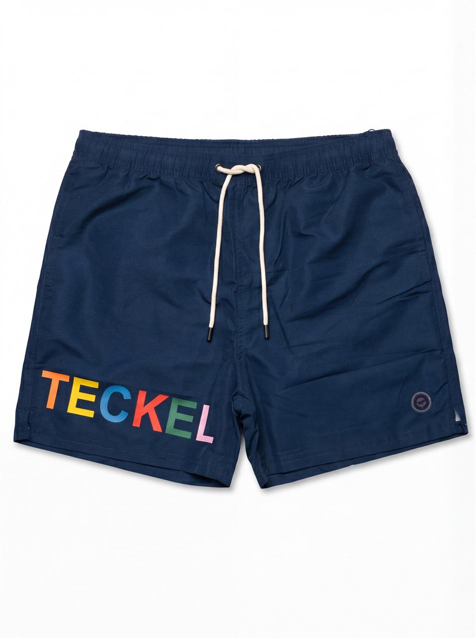 Gilbert Teckel, Multicolor Logo Navy Swim Shorts