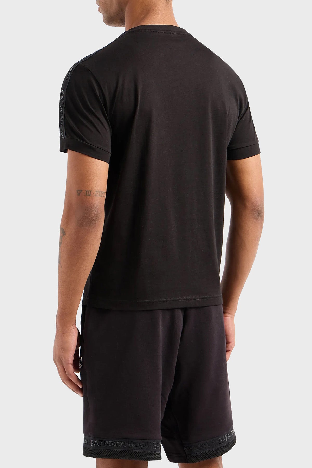 EA7, Detailed Sleeves Black T-Shirt