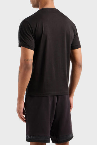 EA7, Detailed Sleeves Black T-Shirt