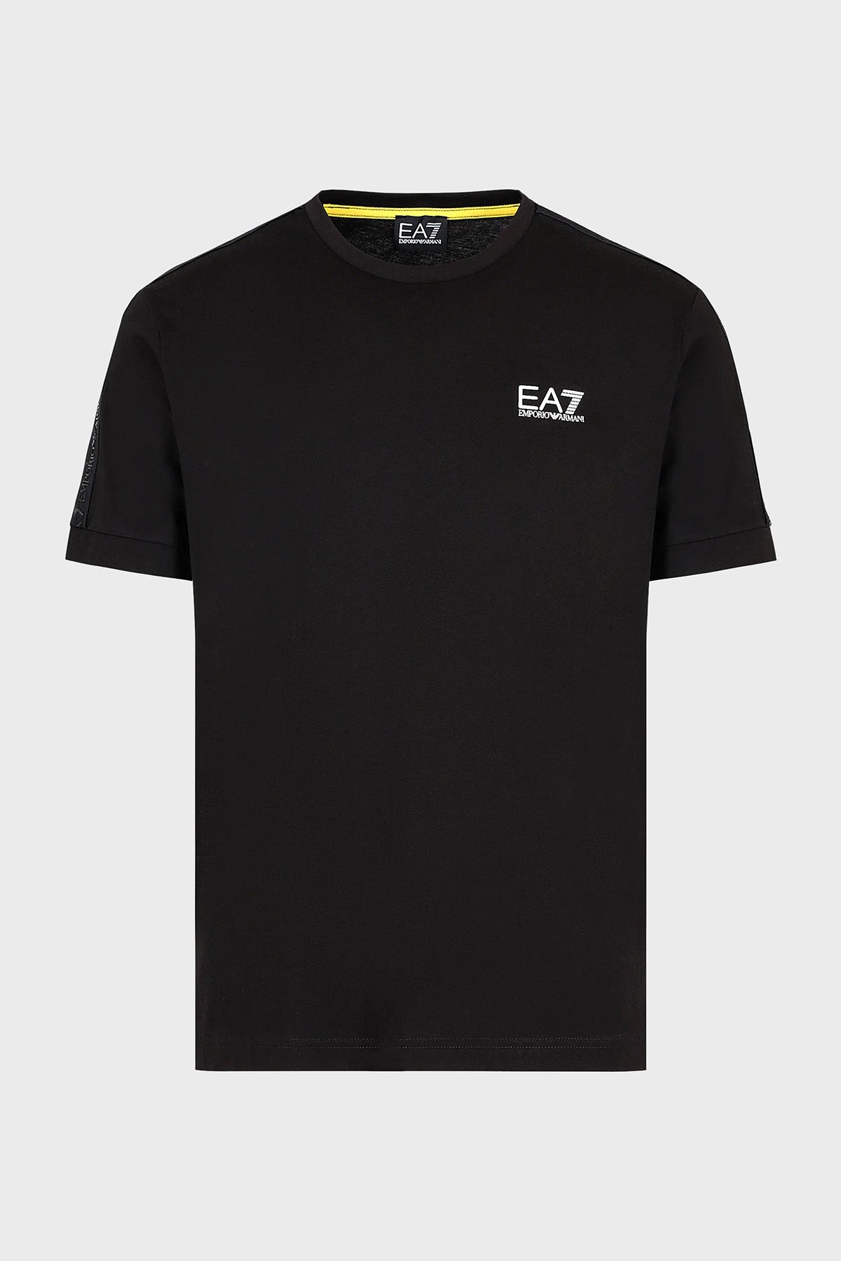 EA7, Detailed Sleeves Black T-Shirt