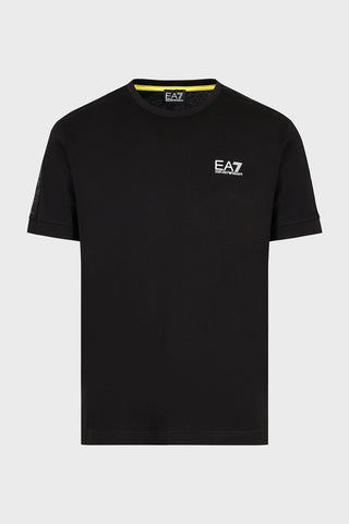 EA7, Detailed Sleeves Black T-Shirt