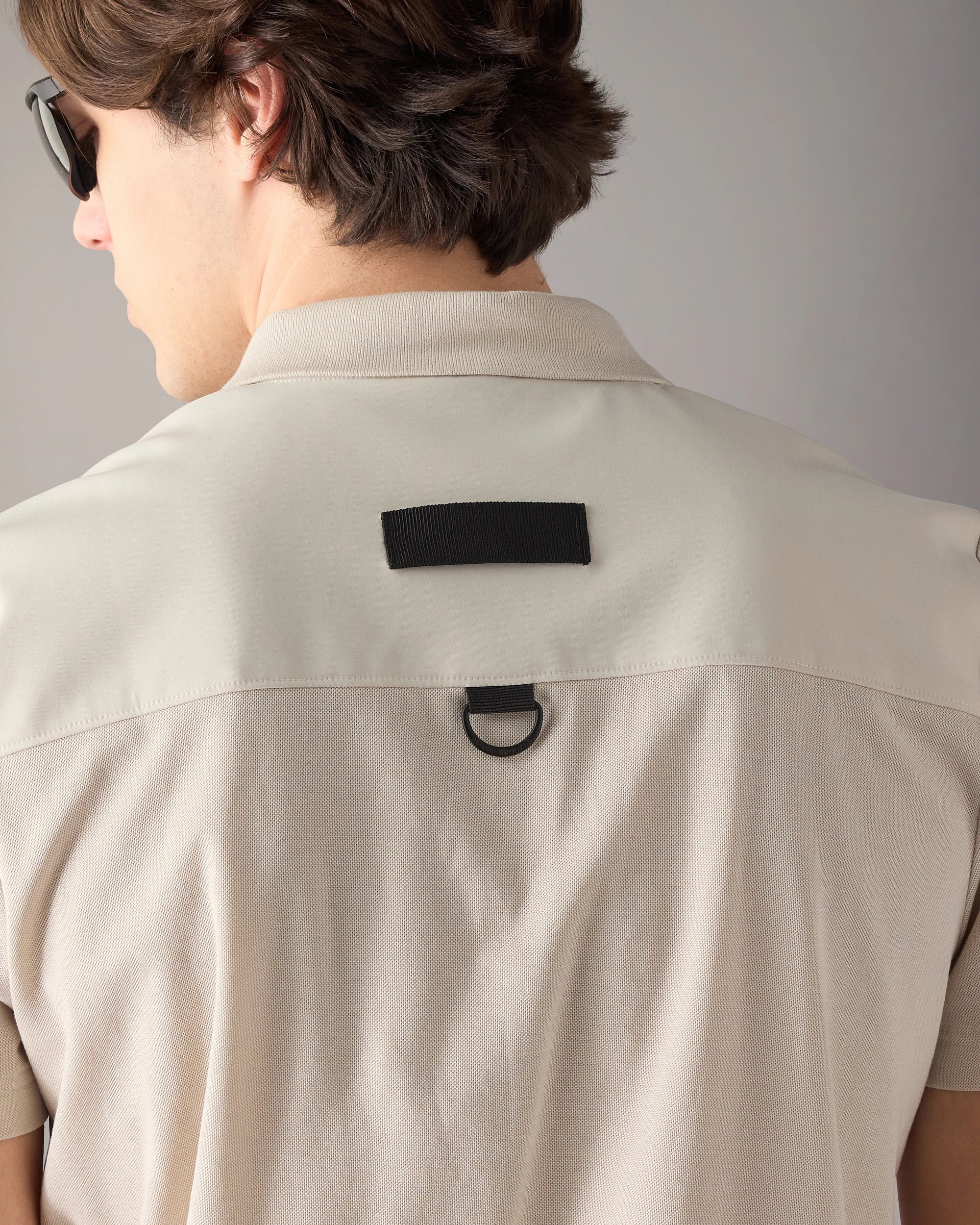 Moose Knuckles, Beige Technical Zip Polo Shirt