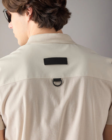 Moose Knuckles, Beige Technical Zip Polo Shirt