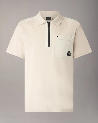 Moose Knuckles, Beige Technical Zip Polo Shirt