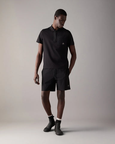 Moose Knuckles, Black Technical Zip Polo Shirt